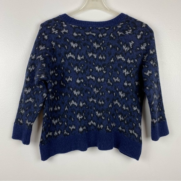 Athleta Hawthorn Textured Crewneck Wool Blend Sweater Navy Animal Print Size 1X - Picture 6 of 8